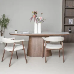 Eettafel Alba Walnoot Marmer 200cm Ovaal - Giga Meubel