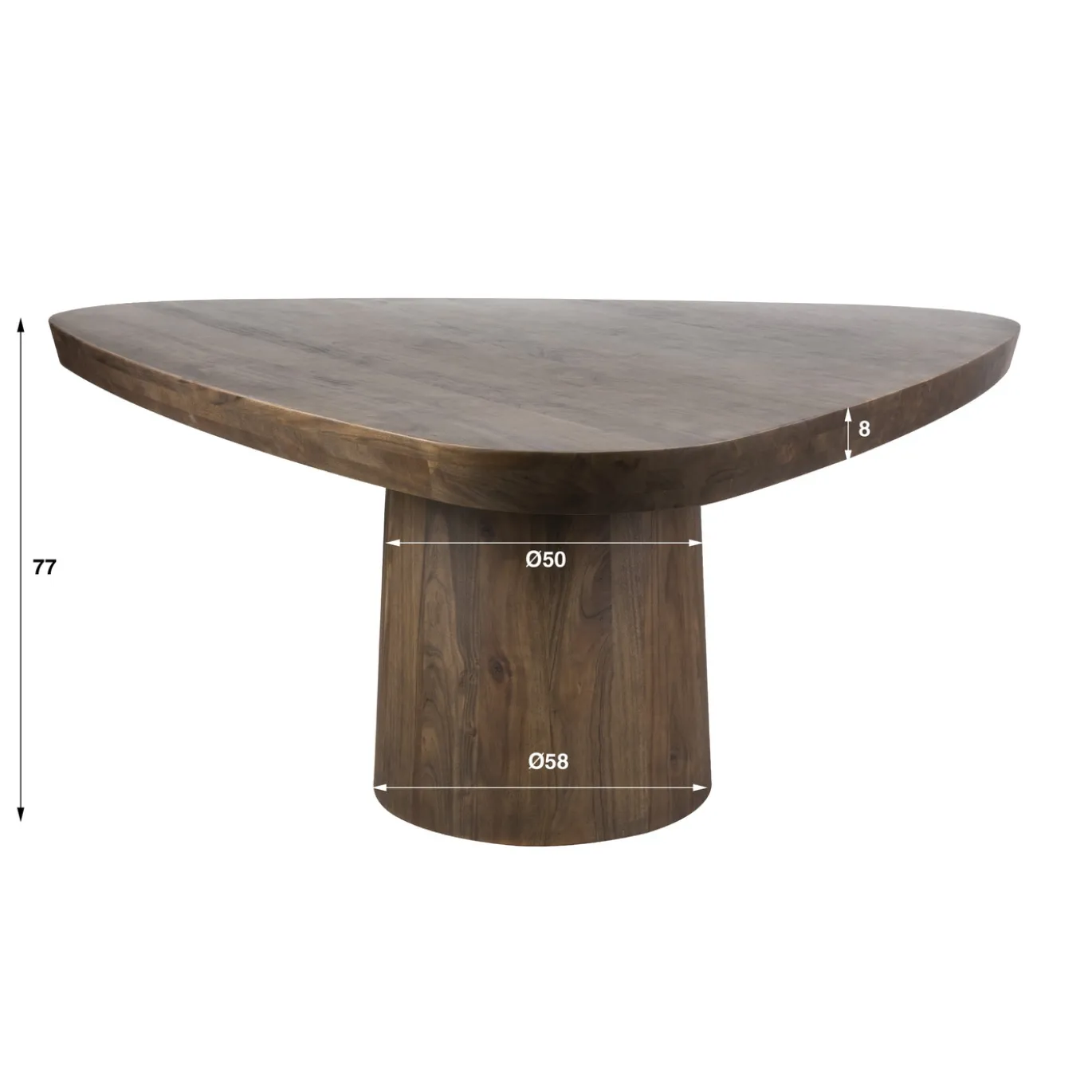 Eettafel Arcadia Driehoek Acacia Bruin 165cm- Giga Meubel