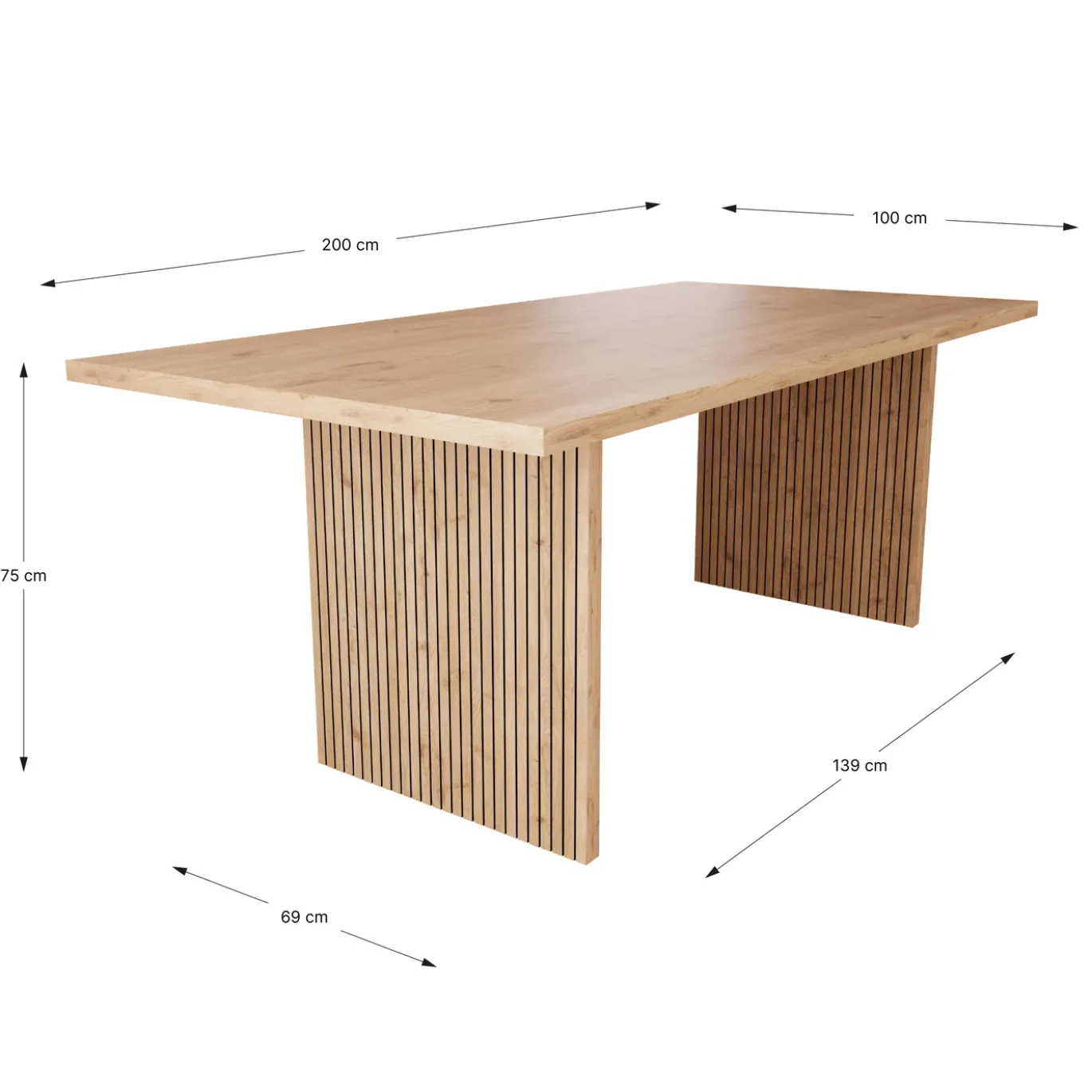 Eettafel Ariel 200cm Naturel Vertical Striped - Giga Meubel