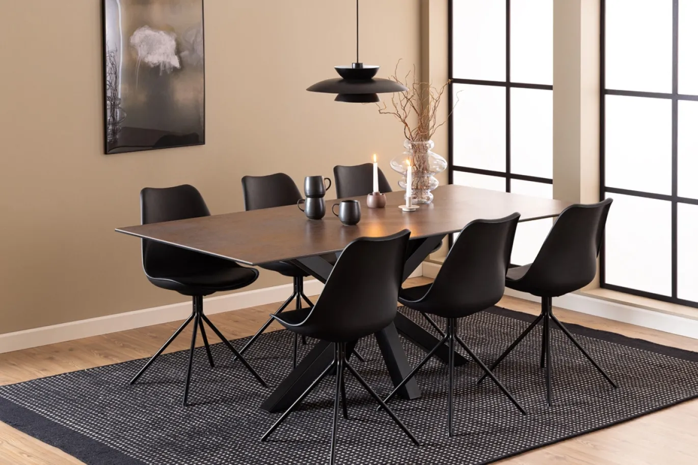 Eettafel Axel Rechthoek Keramiek Bruin 200cm - Giga Living