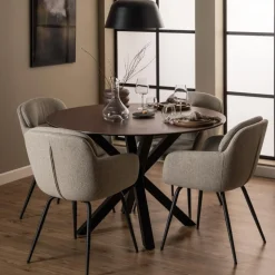 Eettafel Axel Rond Keramiek Bruin Ø120cm - Giga Living
