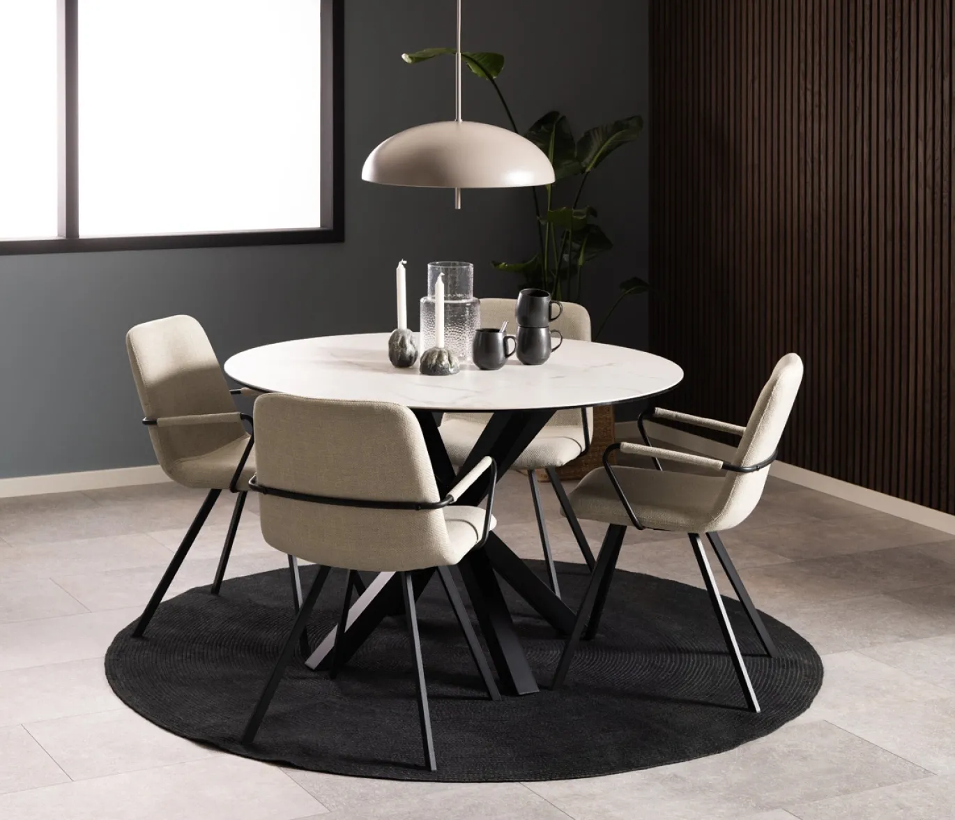 Eettafel Axel Rond Keramiek Wit Ø120cm - Giga Living