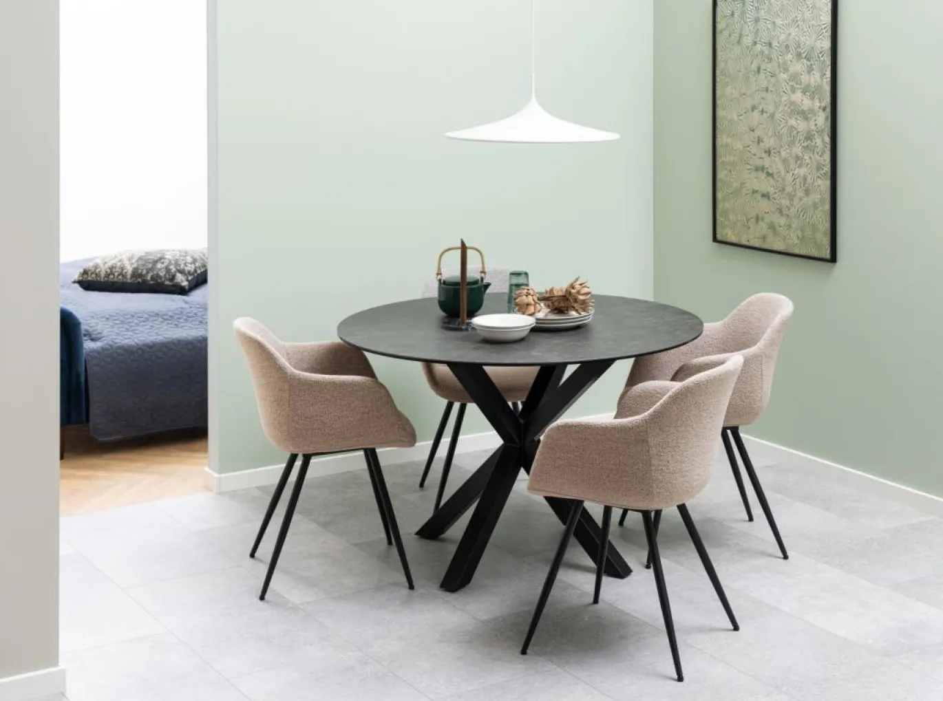 Eettafel Axel Rond Keramiek Zwart Ø120cm - Giga Living