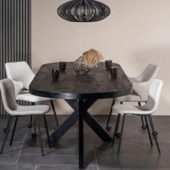 Eettafel Barn Ovaal Zwart Mangohout 300cm - Giga Meubel