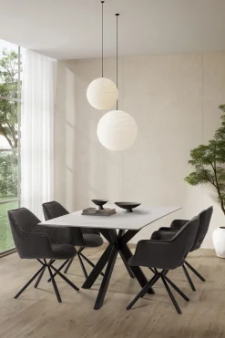 Eettafel Bimba Wit Keramiek Zwart - Giga Meubel