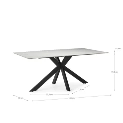 Eettafel Bimba Wit Keramiek Zwart - Giga Meubel