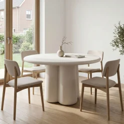 Eettafel Boaz Rond Beige 120cm - Giga Meubel