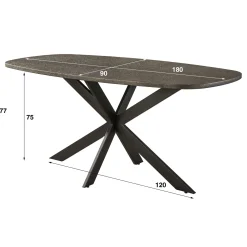 Eettafel Bronvik Deens Ovaal 180cm Brons Liquid Metal - Giga Meubel