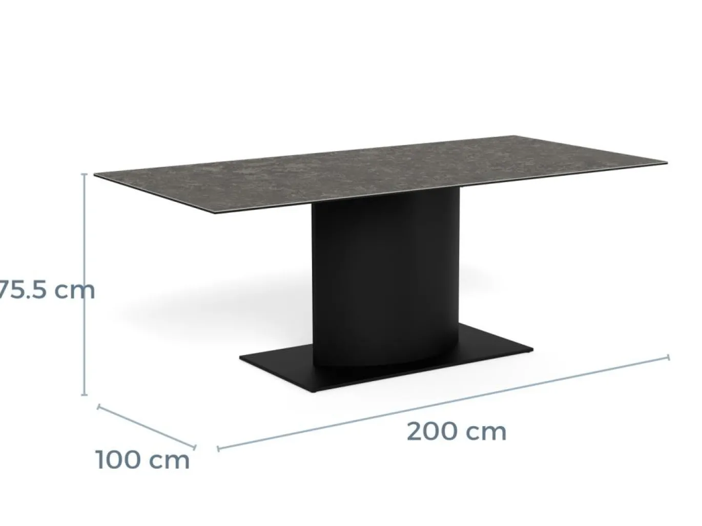 Eettafel Calo Keramiek Zwart 200cm - Giga Living