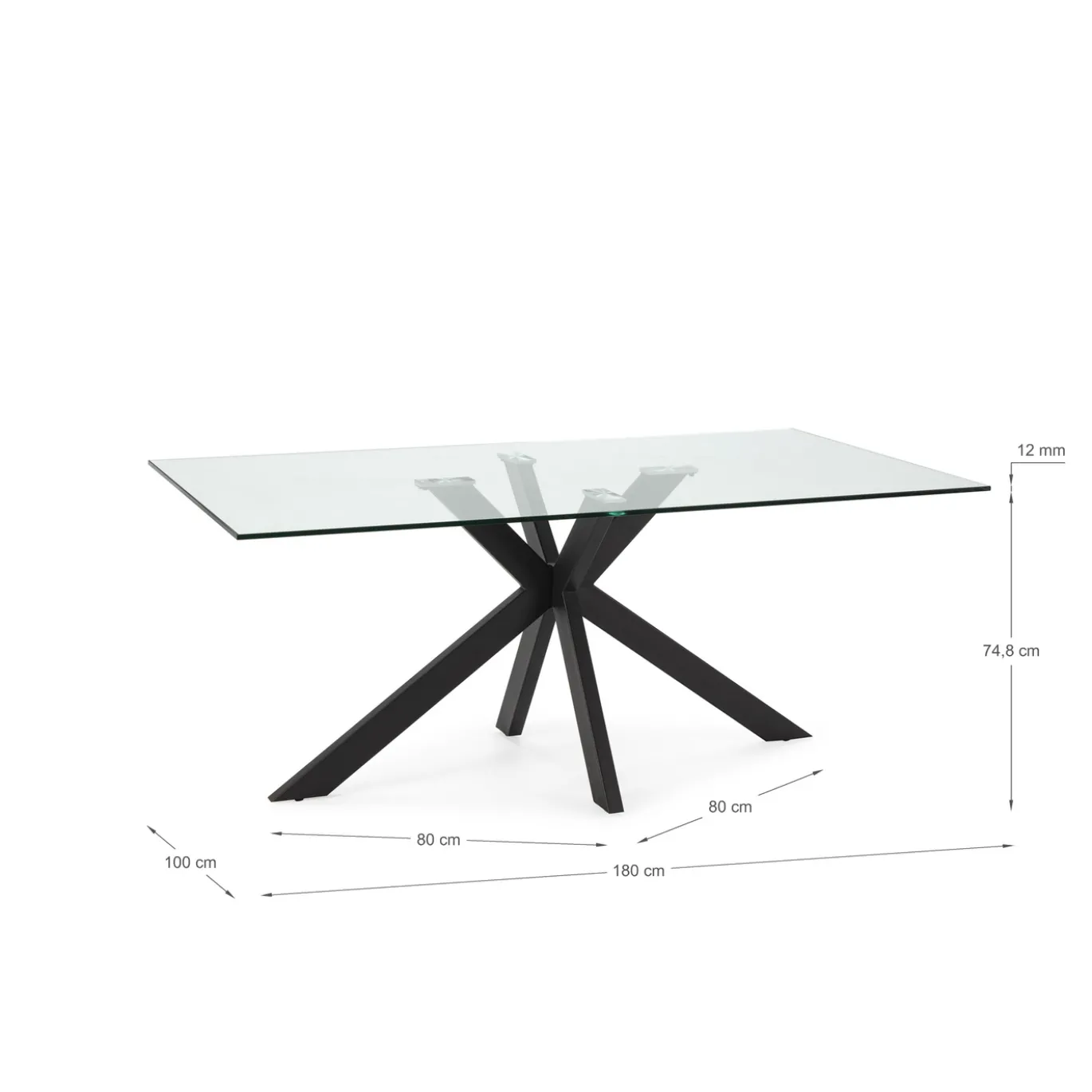 Eettafel Celia 180x100 Zwart - Giga Meubel
