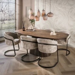 Eettafel Central Deens Ovaal Acaciahout Bruin 215cm - Giga Meubel