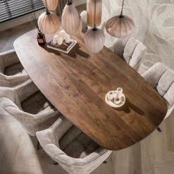 Eettafel Central Deens Ovaal Acaciahout Bruin 215cm - Giga Meubel