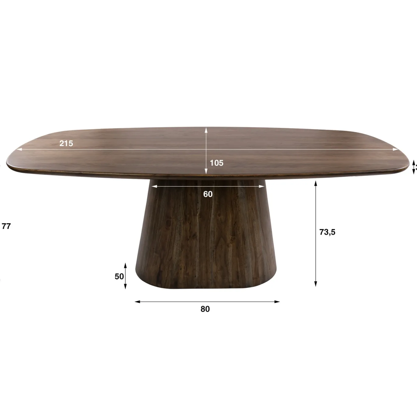 Eettafel Central Deens Ovaal Acaciahout Bruin 215cm - Giga Meubel