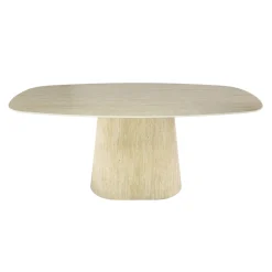 Eettafel Centro Deens Ovaal 180cm Keramiek Travertin - Giga Meubel