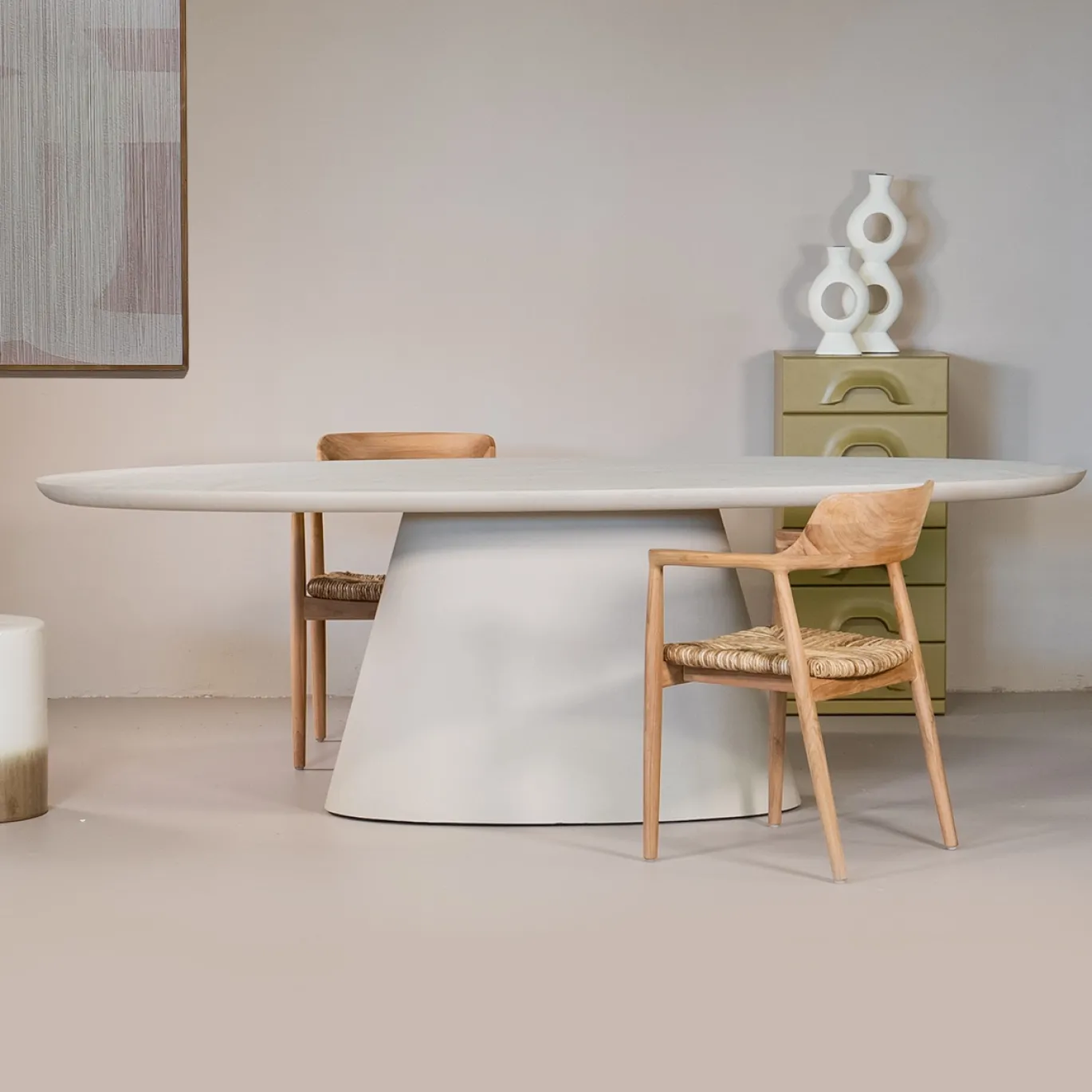 Eettafel Cleo Ovaal Beige 160cm - Giga Meubel