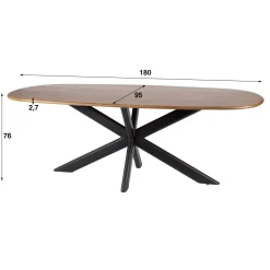 Eettafel Cliff Deens Ovaal Mangohout 180cm - Giga Meubel