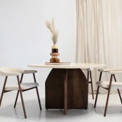 Eettafel Danae Donkerbruin Marmer Rond Ø130cm - Giga Meubel