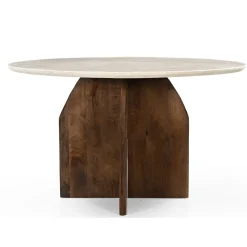 Eettafel Danae Donkerbruin Marmer Rond Ø130cm - Giga Meubel