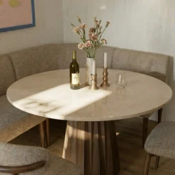 Eettafel Faiza Marmer Beige Rond Ø150cm - Giga Meubel