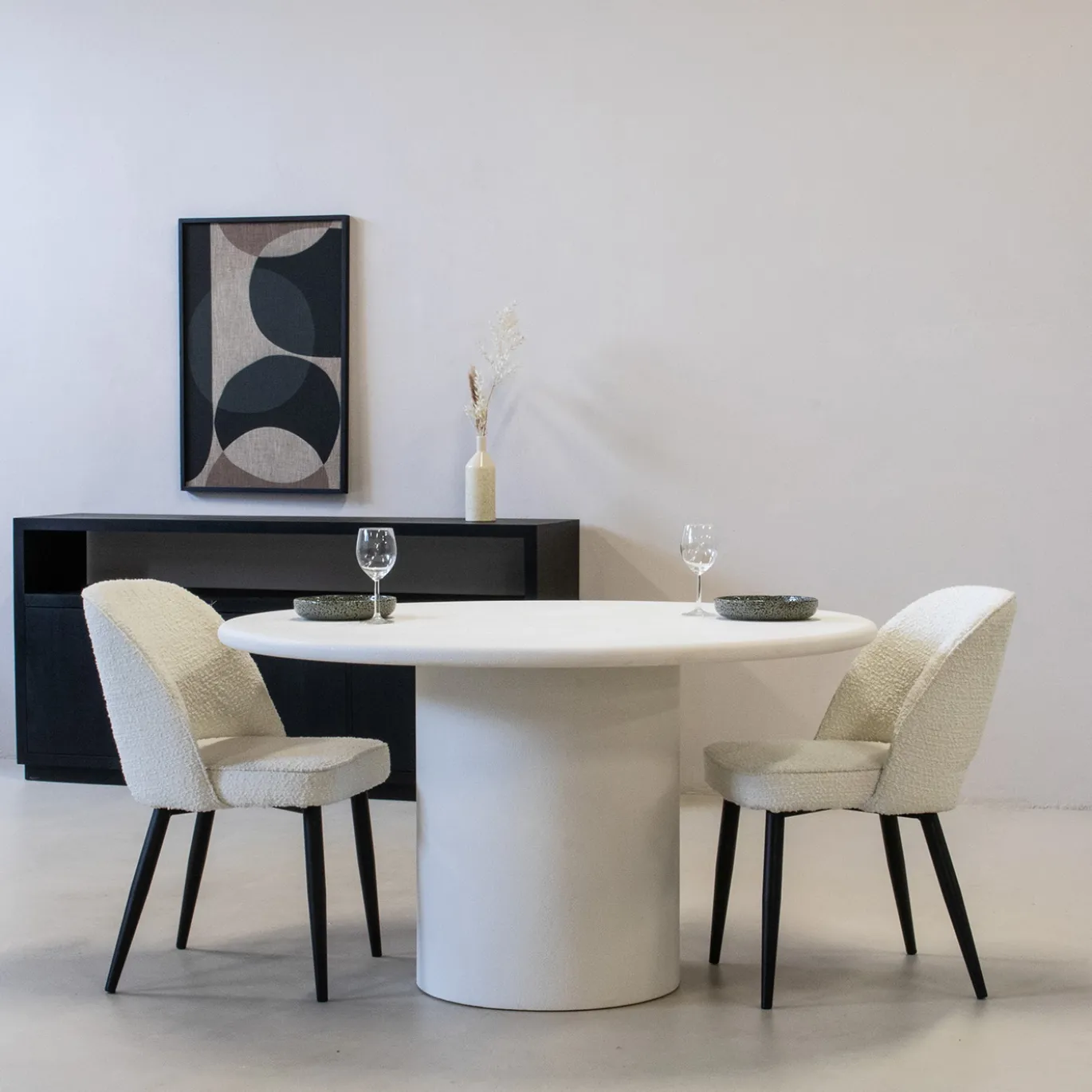 Eettafel Flow Rond Off White 135cm - Giga Living