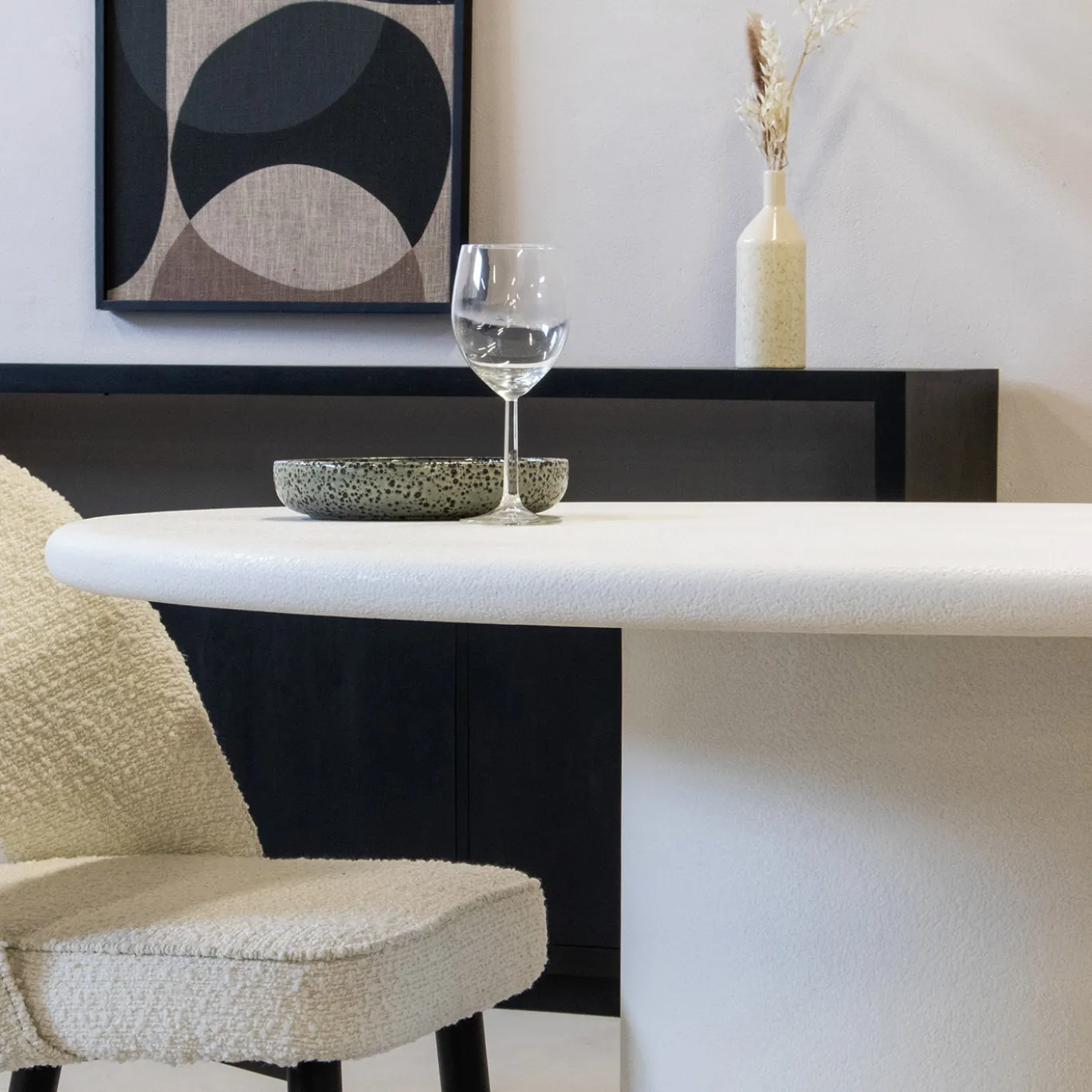 Eettafel Flow Rond Off White 135cm - Giga Living
