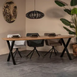 Eettafel Gordon Bruin Deens Ovaal 200cm - Giga Meubel