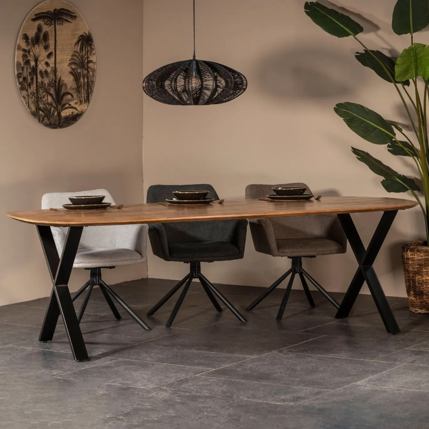 Eettafel Gordon Bruin Deens Ovaal 200cm - Giga Meubel