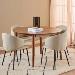 Eettafel Gradje Rond Walnoot Uitschuifbaar - Giga Living