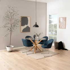 Eettafel Harrie Glas Naturel Ø119x75,5cm - Giga Living