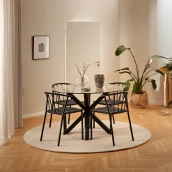 Eettafel Harrie Glas Zwart Ø119x75,5cm - Giga Living