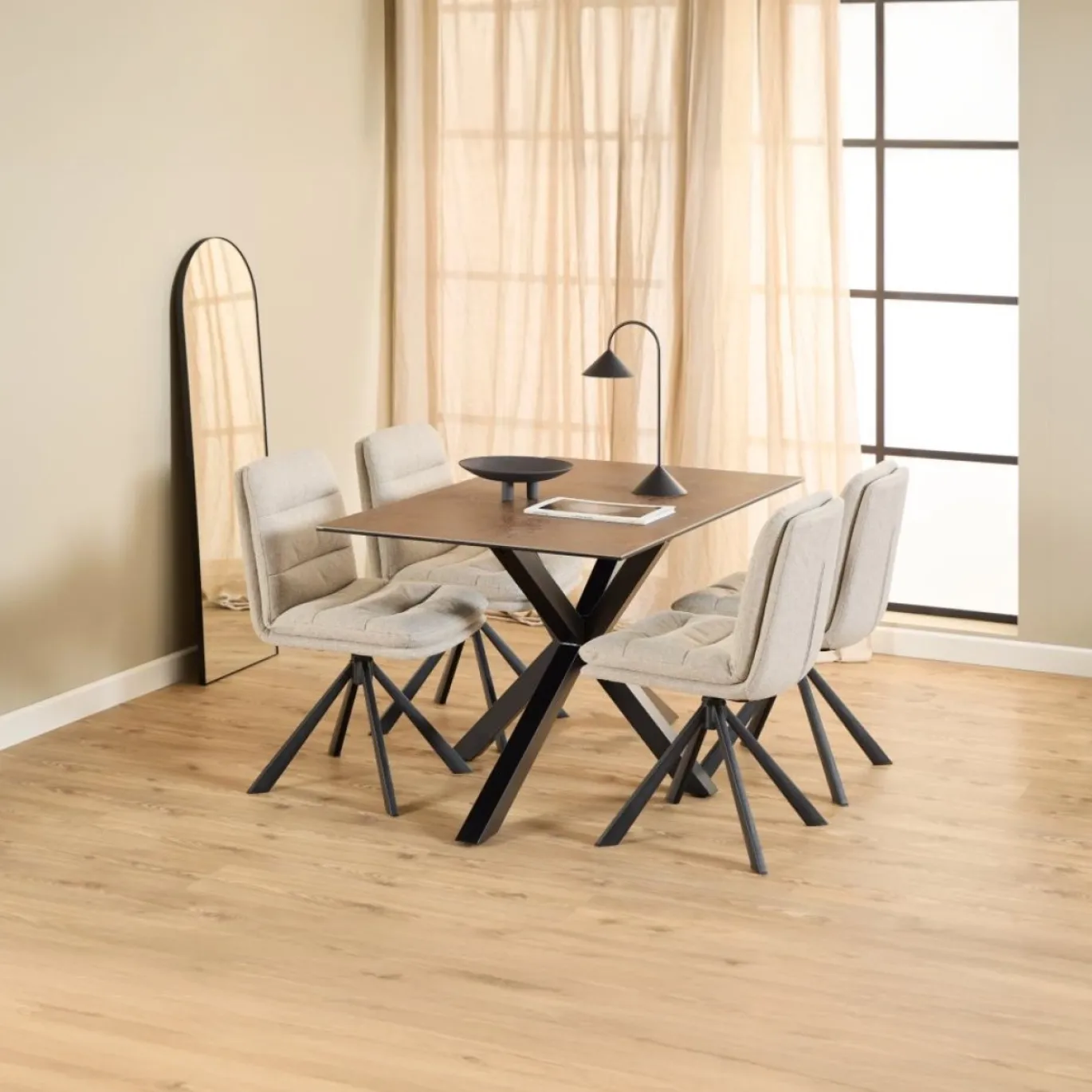Eettafel Harrie Keramiek Bruin Lemco 135cm - Giga Living