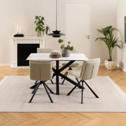 Eettafel Harrie Keramiek Wit Akranes 135cm - Giga Living