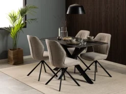 Eettafel Harrie Keramiek Zwart Fairba 135cm - Giga Living