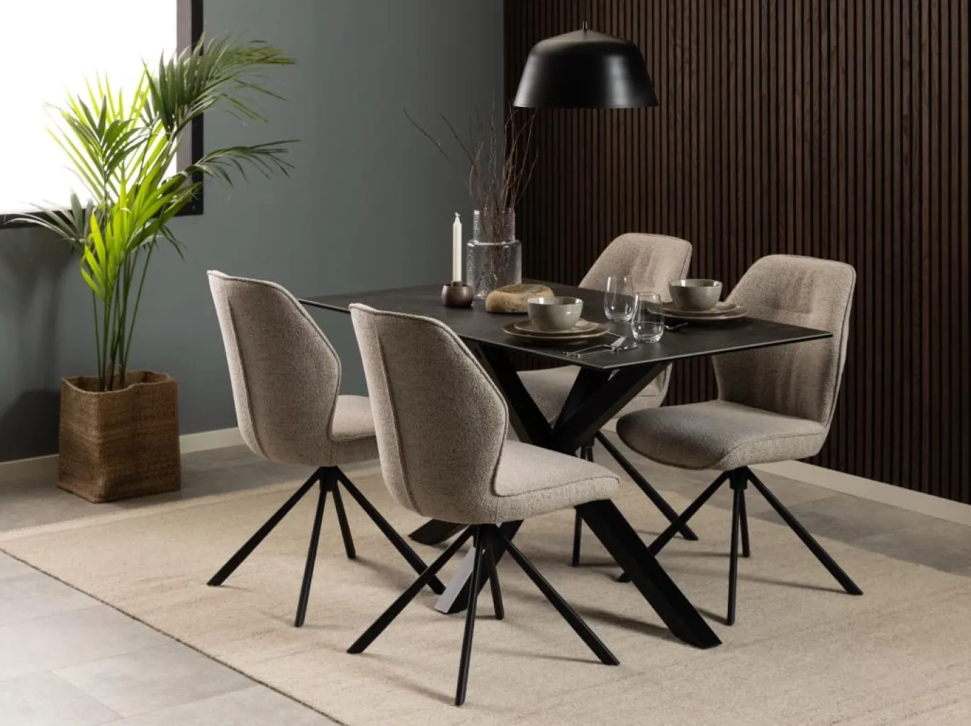 Eettafel Harrie Keramiek Zwart Fairba 135cm - Giga Living