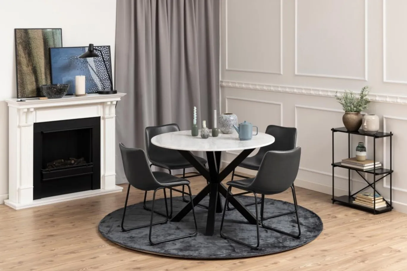 Eettafel Harrie Marmer Wit Guangxi Ø110x75,5cm - Giga Living