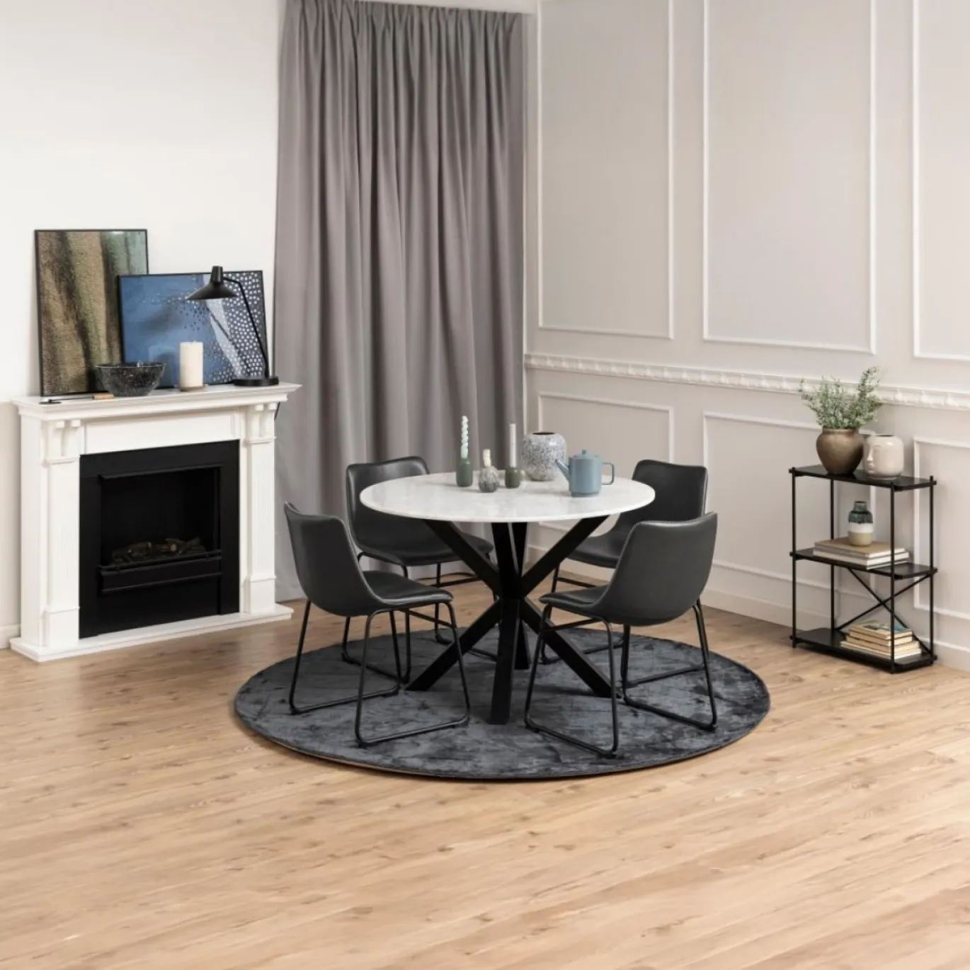 Eettafel Harrie Marmer Wit Guangxi Ø110x75,5cm - Giga Living