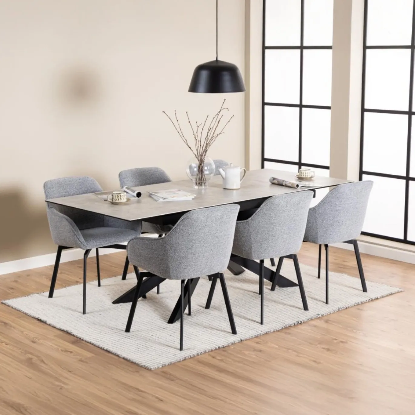 Eettafel Jorvik Keramiek Grijs Anista 168/210cm - Giga Living