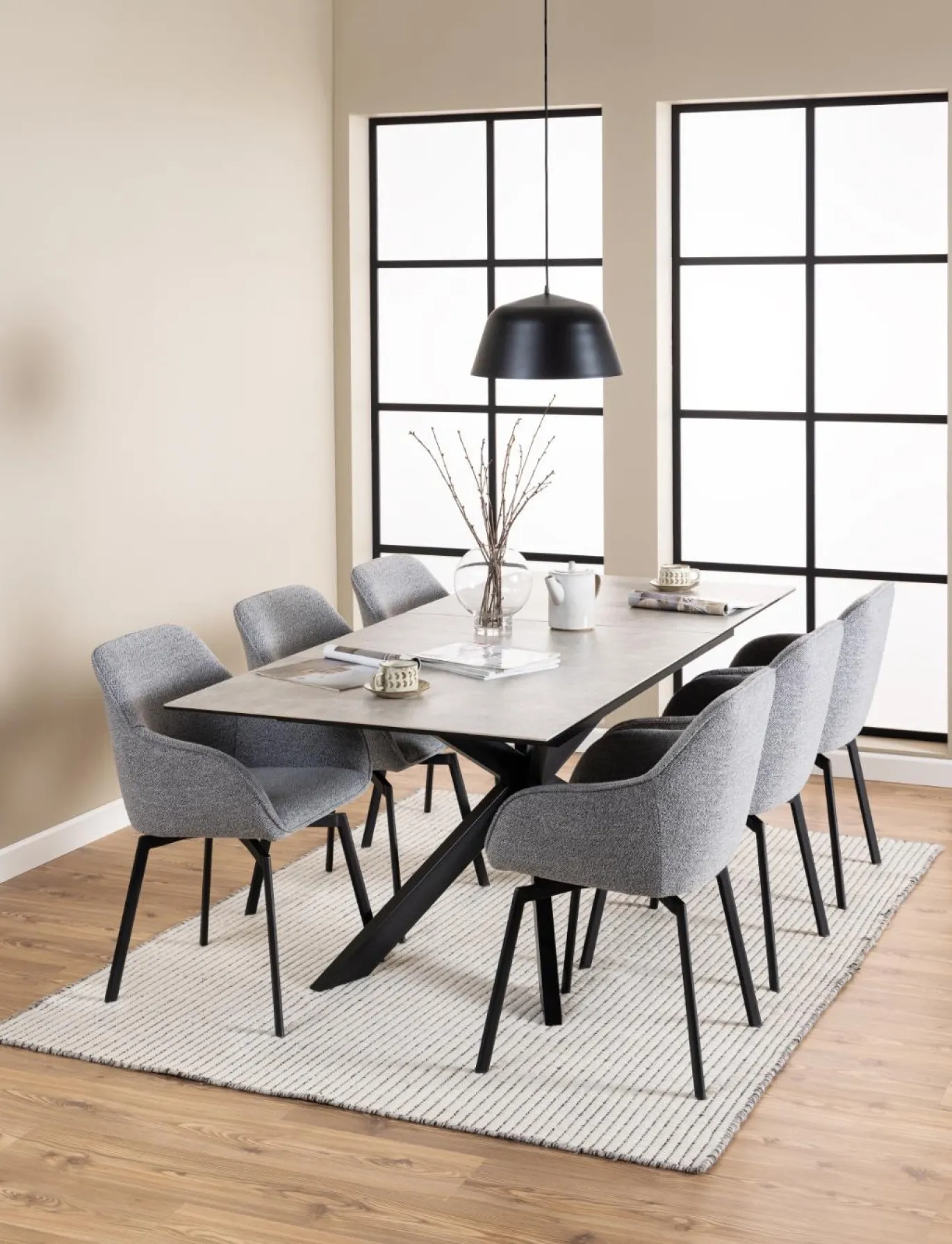 Eettafel Jorvik Keramiek Grijs Anista 168/210cm - Giga Living