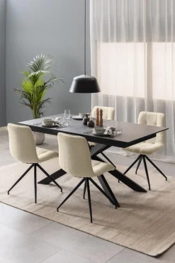 Eettafel Jorvik Keramiek Zwart Fairba 168/210cm - Giga Living