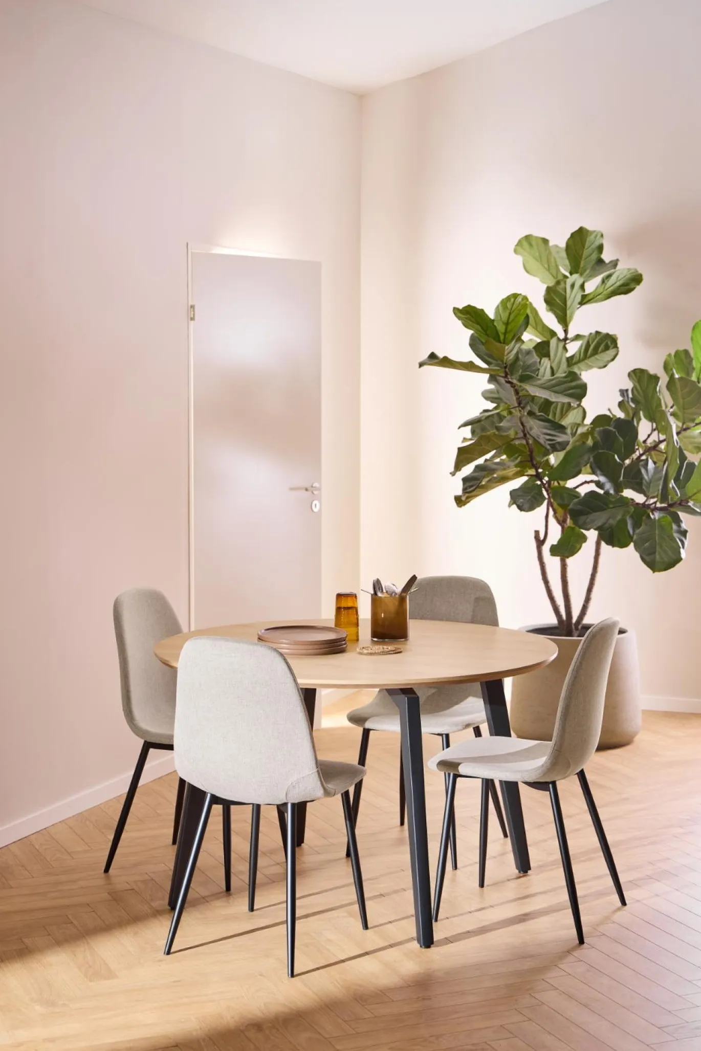 Eettafel Karen Melamine Eiken Ø120x75cm - Giga Living