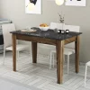 Eettafel Kiev Marmerlook Zwart/Walnoot met Opbergruimte 110cm