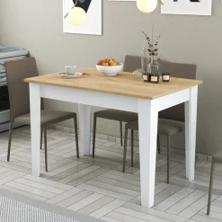 Eettafel Kiev Naturel/Wit met Opbergruimte 110cm