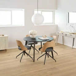 Eettafel Levi Eikenfineer Mat Zwart Ø120x76cm - Giga Living