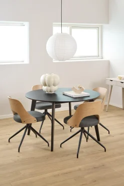 Eettafel Levi Eikenfineer Mat Zwart Ø120x76cm - Giga Living