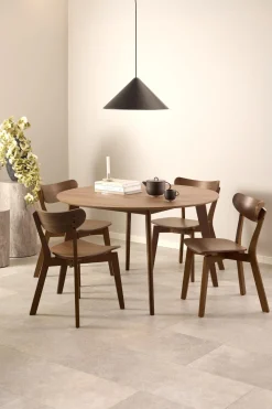 Eettafel Levi Walnut Fineer Mat Ø120x76cm - Giga Living