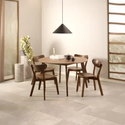 Eettafel Levi Walnut Fineer Mat Ø120x76cm - Giga Living