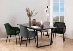 Eettafel Liam Zwart Marmerlook 160cm - Giga Living