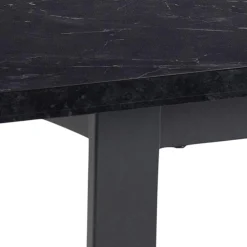 Eettafel Liam Zwart Marmerlook 160cm - Giga Living