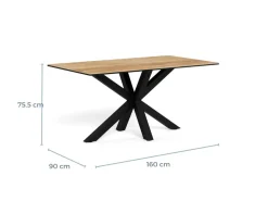 Eettafel Luno Keramiek Eiken Zwart 160cm - Giga Living