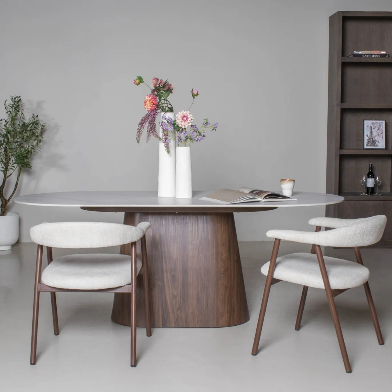 Eettafel Madia Walnoot Marmer 200cm Ovaal - Giga Meubel